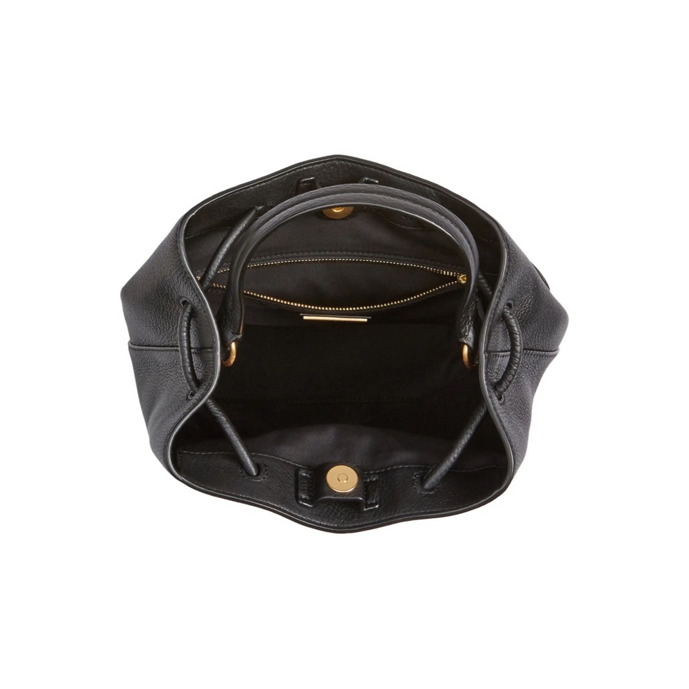 Tory Burch Georgia Leather Backpack Bucket Bag Black Purse - Picture 4 of 9